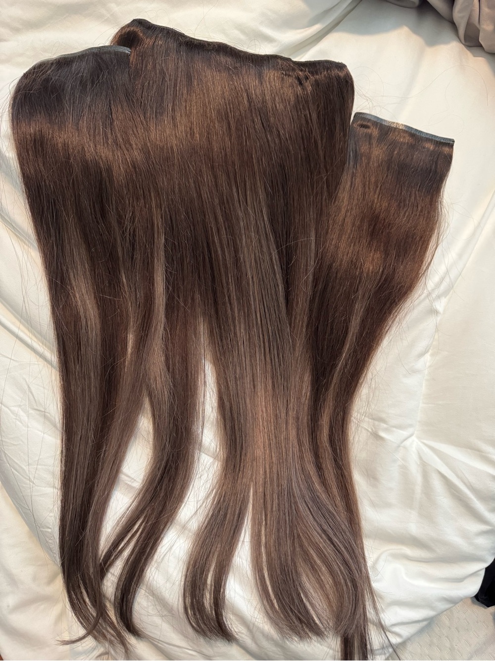 Lux Cool Dark Brown Balayage Halo Hair Extensions - Picture 4 of 5